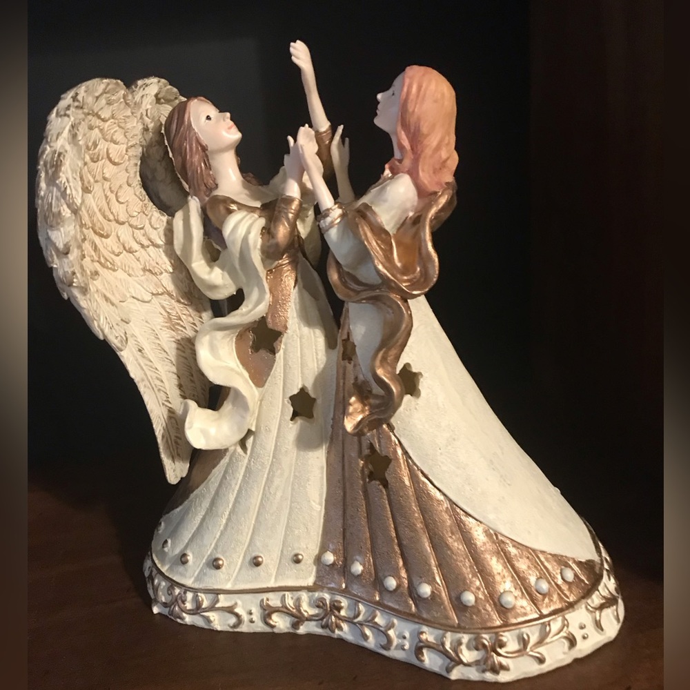 Resin Sister with Guardian Angel - Picture 1 of 3